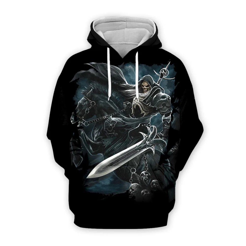 2019 новая толстовка унисекс 3d-принт мотоцикл худи с черепом карман серый пальто