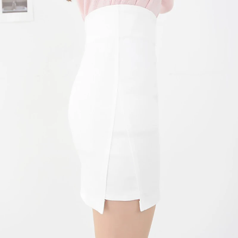 Мини юбка карандаш в Корейском стиле черная облегающая с завышенной талией и