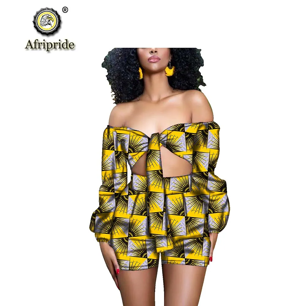 Африканский дизайн костюмы для женщин AFRIPRIDE принт Чистый хлопок без бретелек Шорты повседневные размера плюс вечерние сексуальные Клубные S1926002 - Цвет: 523