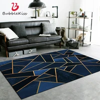 bubble kiss luxury carpet for home living room blue geometric gold line pattern carpet bedroom kitchen decor rug bedside mat