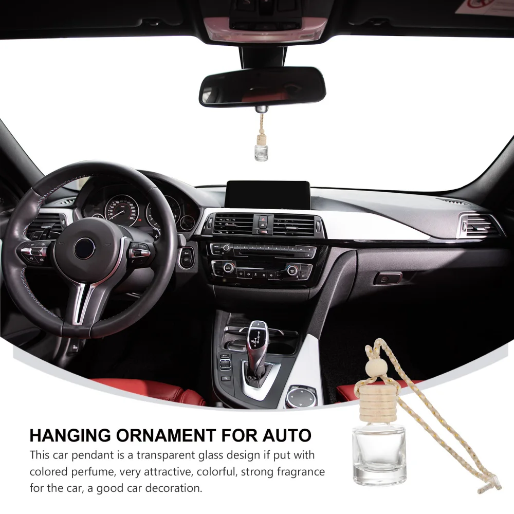 

6pcs Empty Hanging Glass Perfume Bottle Car Hanging Ornament Car Pendant