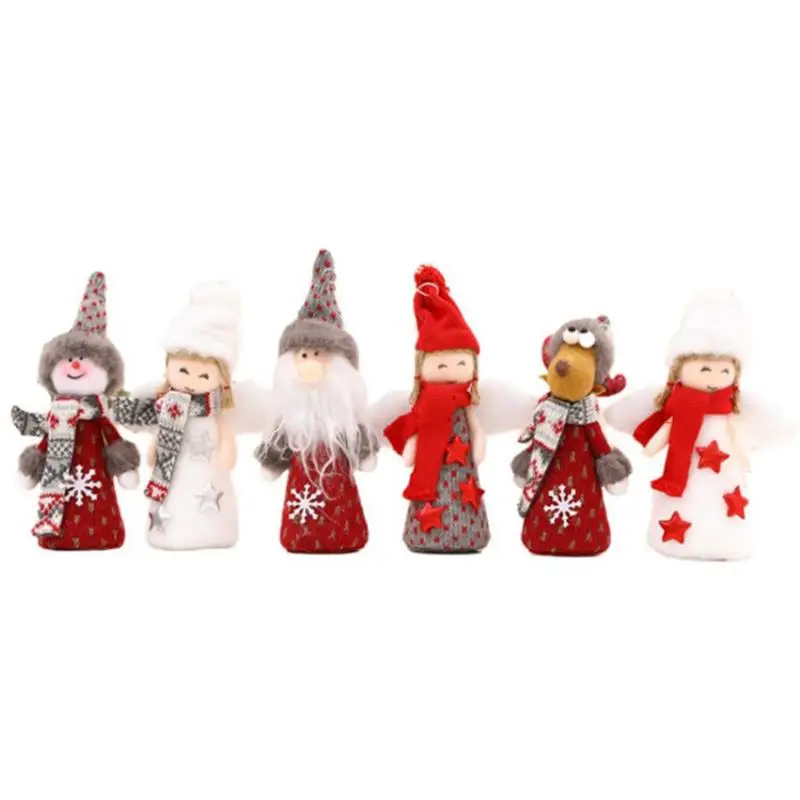 

6 Pcs Angel Christmas Tree Decorations Plush Dolls Xmas Tree Pendants Cute Angel Hanging Ornaments Decor for Window Fireplace