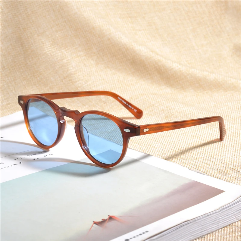 Gregory Peck Vintage polarize güneş gözlükleri OV5186 şeffaf çerçeve güneş gözlüğü marka tasarımcı erkek kadın OV 5186 Gafas Oculos ile kılıf