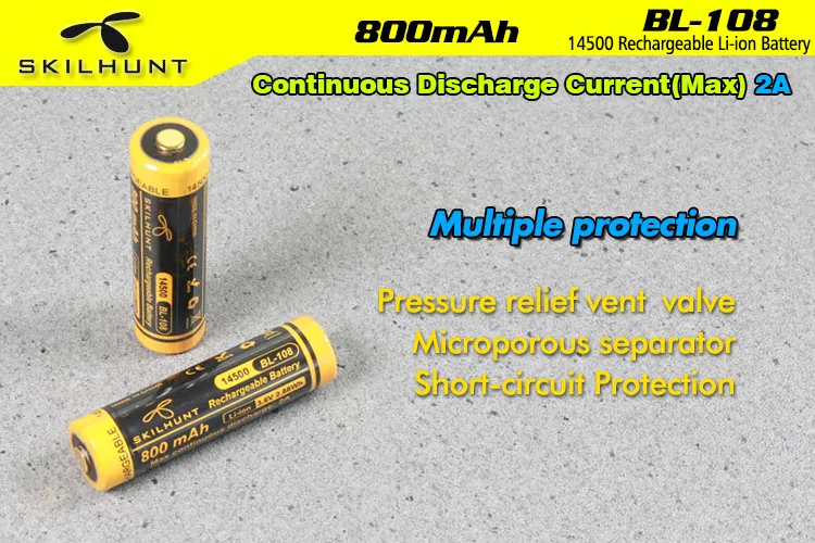 Skilhunt BL-108 3,6 V 800mAh 14500 литий-ионная аккумуляторная батарея