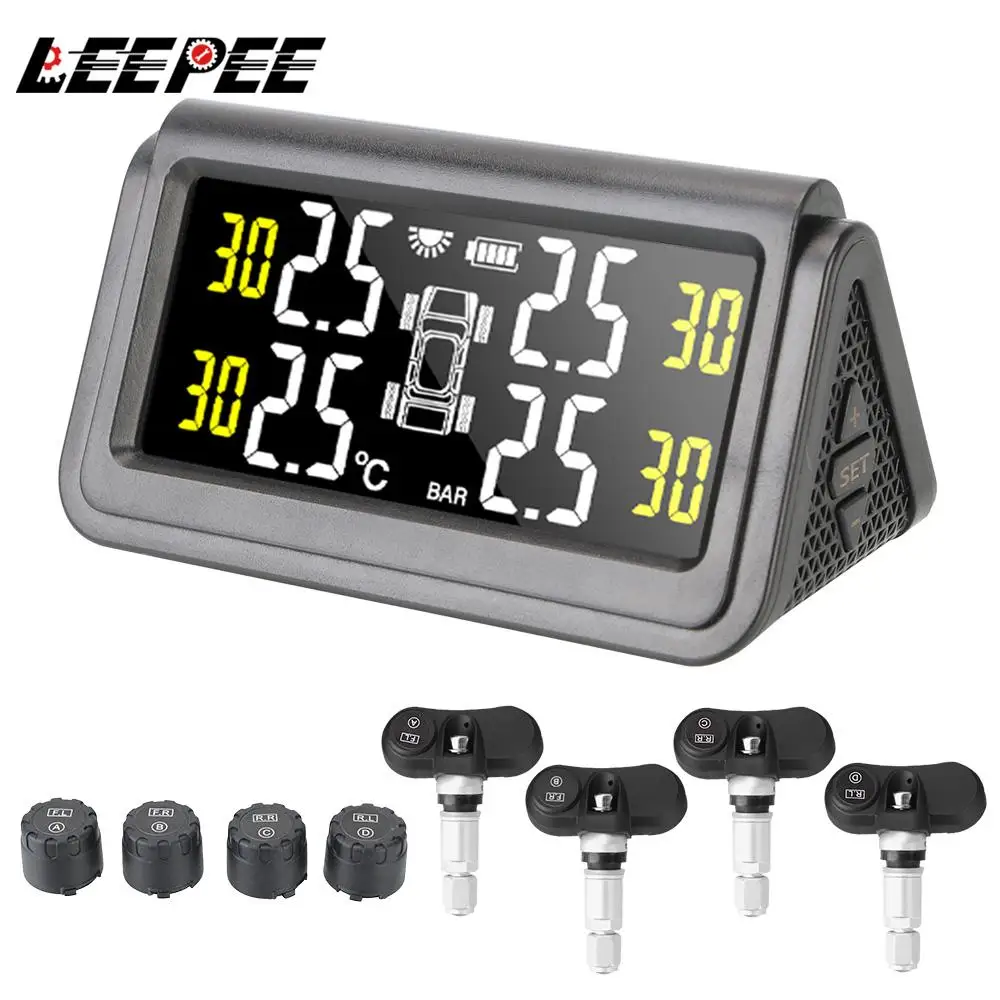 Система контроля давления в шинах LEEPEE Solar TMPS беспроводная система с 4 ЖК дисплеями