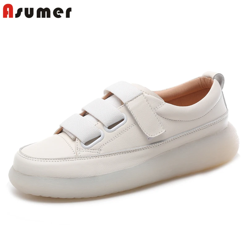 

Asumer/7 Цвета размера плюс; Большие размеры 35-43; Туфли на плоской подошве из натуральной кожи с застежкой-липучкой Женские туфли-лодочки красны...