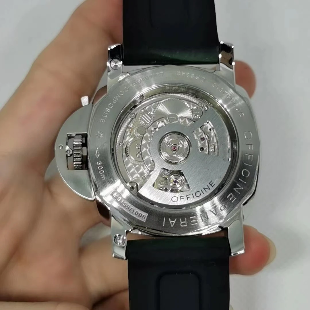 

Luxury Brand New Men Automatic Mechanical White Dial Blue Hand 3 Days 1950 Stainless Steel Watches Green Rubber Luminous 44MM