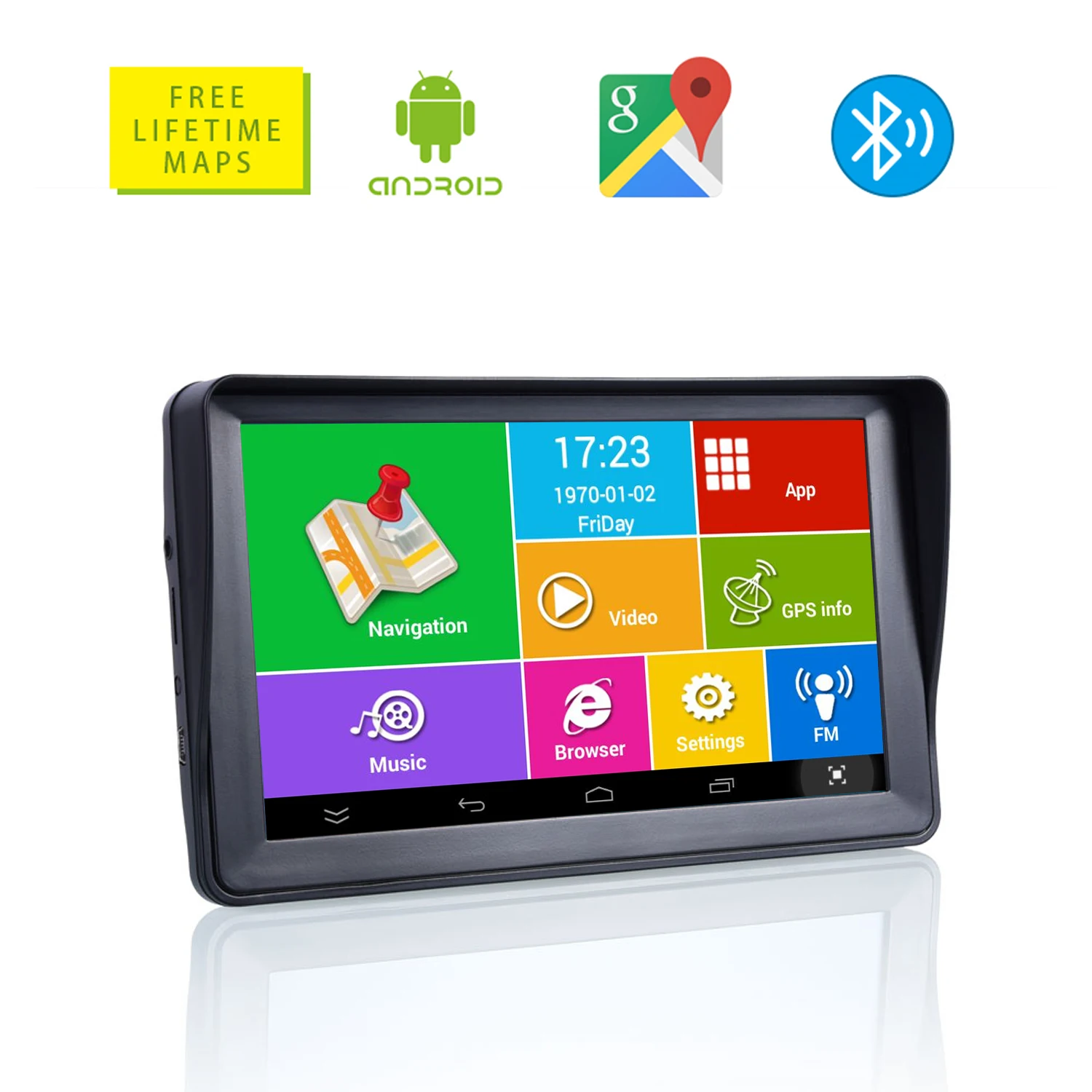 

7" Inch Android 16GB RAM512MB Car GPS Navigation Sat Na AV-IN Bluetooth WIFI FM Transmitter Free maps+Sunshade