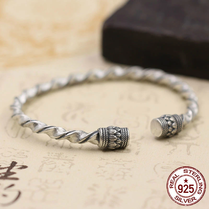 Браслет мужской и женский из серебра 100% пробы в стиле ретро | Украшения