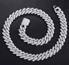 Ожерелье из серебра 925 пробы с кубинской вставкой, роскошные модные ювелирные изделия со стразами в европейском и американском стиле, рэп, хип-хоп