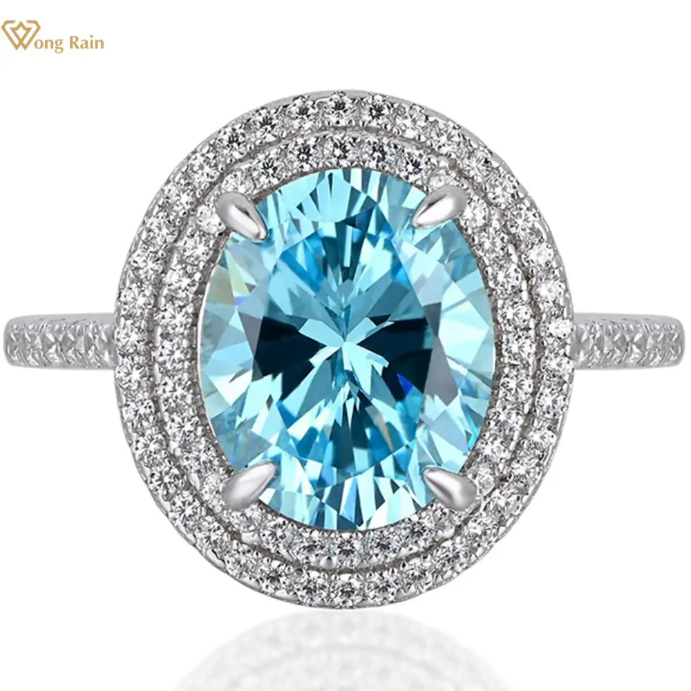 

Wong Rain, 100% Стерлинговое Серебро 925 пробы, овальная огранка, созданное из моиссанита, кольцо для свадебной вечеринки для женщин, хорошее ювелир...