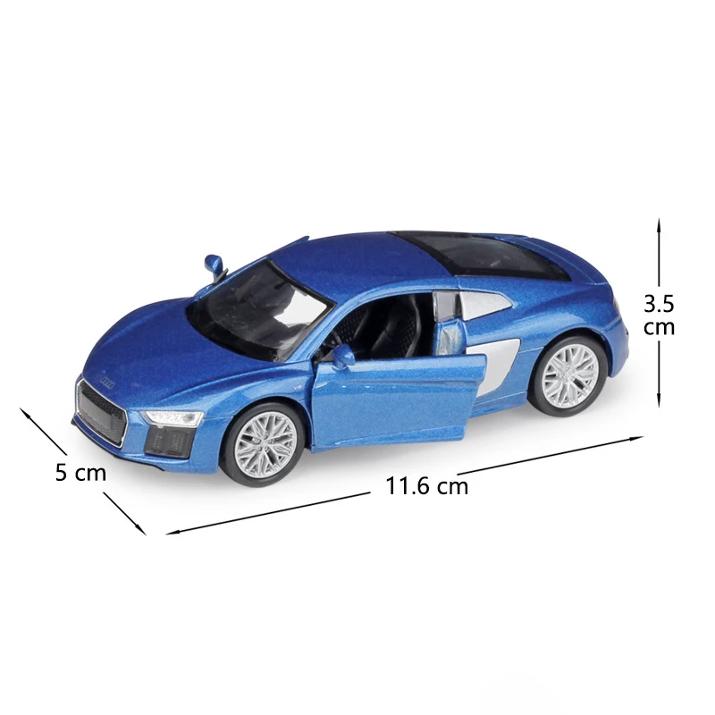 1:36 литые модели 2016 R8 V10 синяя модель купе игрушки литый под давлением автомобиль