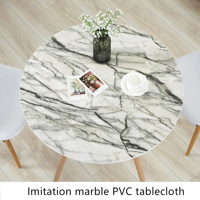 Мягкая пластиковая ПВХ круглая скатерть Прозрачная имитация мрамора