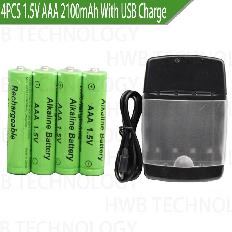 Щелочные аккумуляторные батарейки 1 5 В AAA 2100 мА/ч 4 шт./лот шт. USB умное