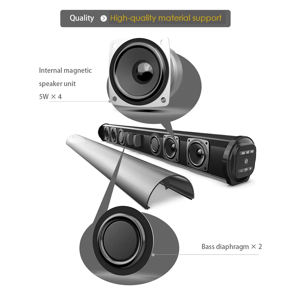 Беспроводной Bluetooth Саундбар KIITO Y10 мощная звуковая панель с дистанционным