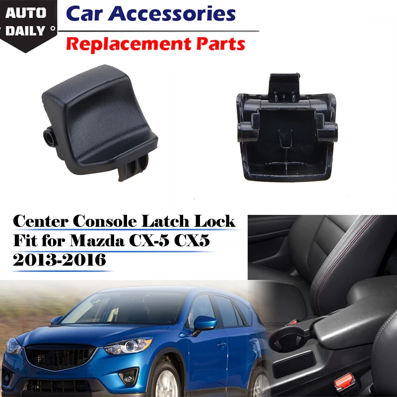 1pc Black Car Central Console Latch Lock Armrest Storage Box Lid Switch Button Fit For Mazda CX-5 CX5 2013-2016 KA0G-64-45YA-02