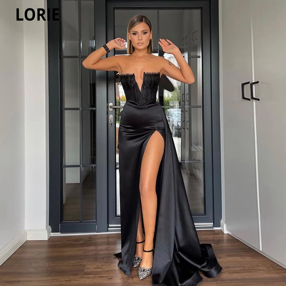 

LORIE Vintage Prom Dresses 2021 Boat Neck With V Black Formal Evening Party Gowns Robe De Soirée Femme Vestidos De Fiesta