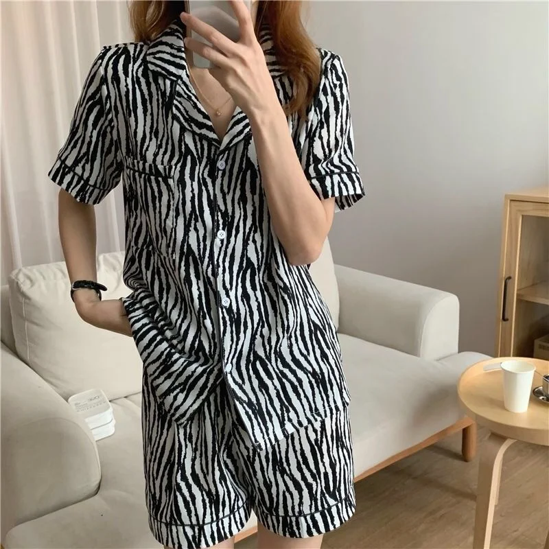 

Pajamas female summer suit net red same Zebra Print lovely student comfortable sexy home suit female