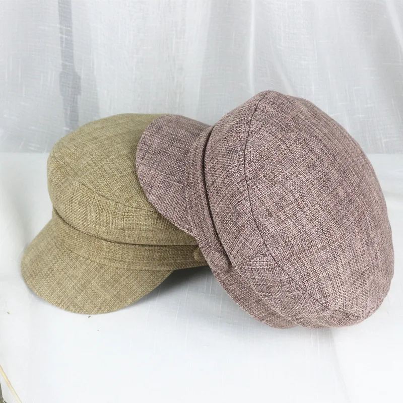 Бейсбольная кепка из хлопка и льна плоская темно-синяя универсальная британская