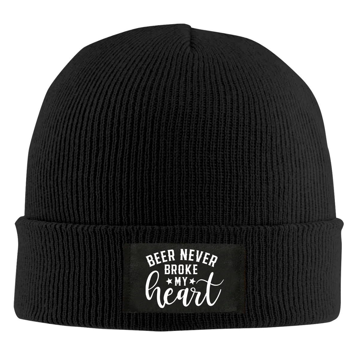 

Beer Never Broke My Heart Beanie Hats For Men Women With Designs Winter Slouchy Knit Skull Cap