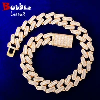 20mm baguette zirconia miami cuban chain mens hip hop necklace link bling aaa zircon copper fashion rock jewelry