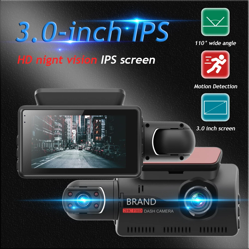 

Detection Dash Camera A68 1080P HD Car DVR Dual Lens 3 inch IPS Display Motion for Elements Personal Car Part Ornaments