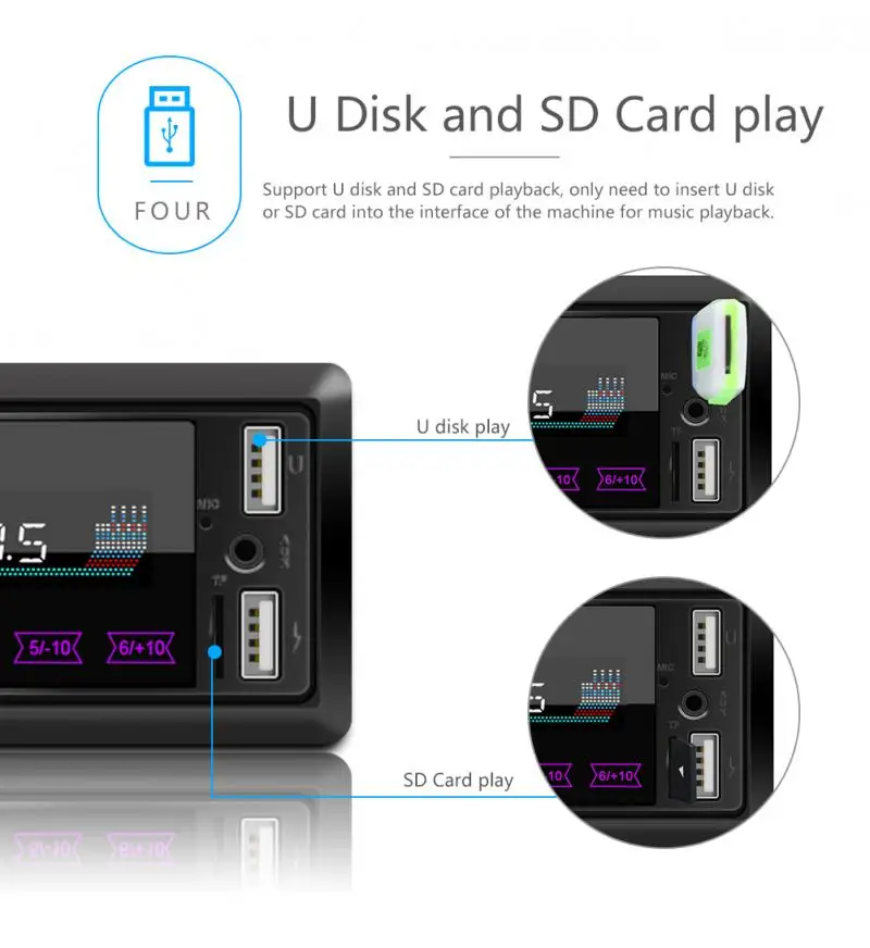 MP3 плеер Bluetooth для автомобиля аудио FM радио музыка универсальный USB беспроводной