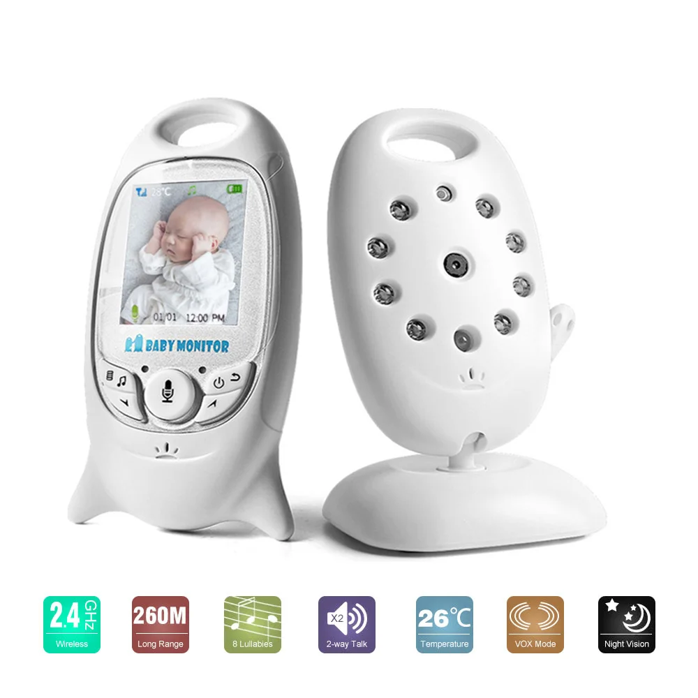 

Wireless Video Baby Monitor with 2.0 inch 2 Way Talk Night Vision IR LED Temperature Monitoring Color Security Camera VB601