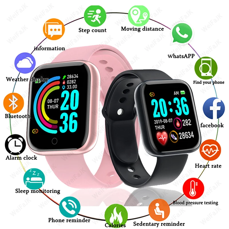 

Students Smart Watch Men Bluetooth Y68 Women Smart Watch D20pro Smartbracelet Heart Rate Blood Pressure Clock Smartwatc 2021
