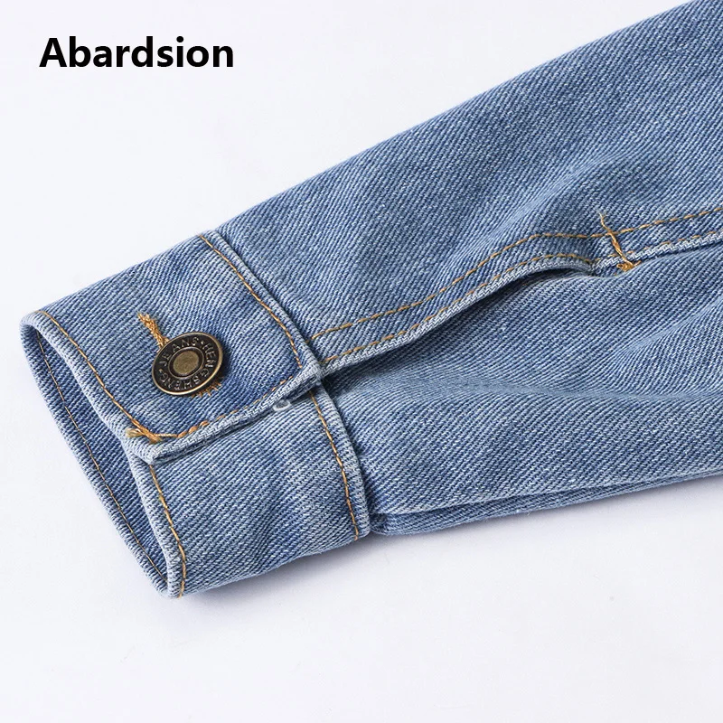 Abardsion/джинсовая куртка для женщин сезон осень зима Джинсовая Верхняя одежда