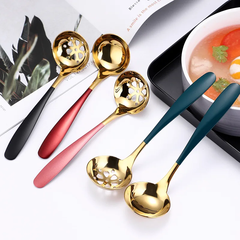 Stainless Steel Soup Spoon Colander For Hot Pot Multifunctional Ladle With Long Handle Dinnerware | Дом и сад