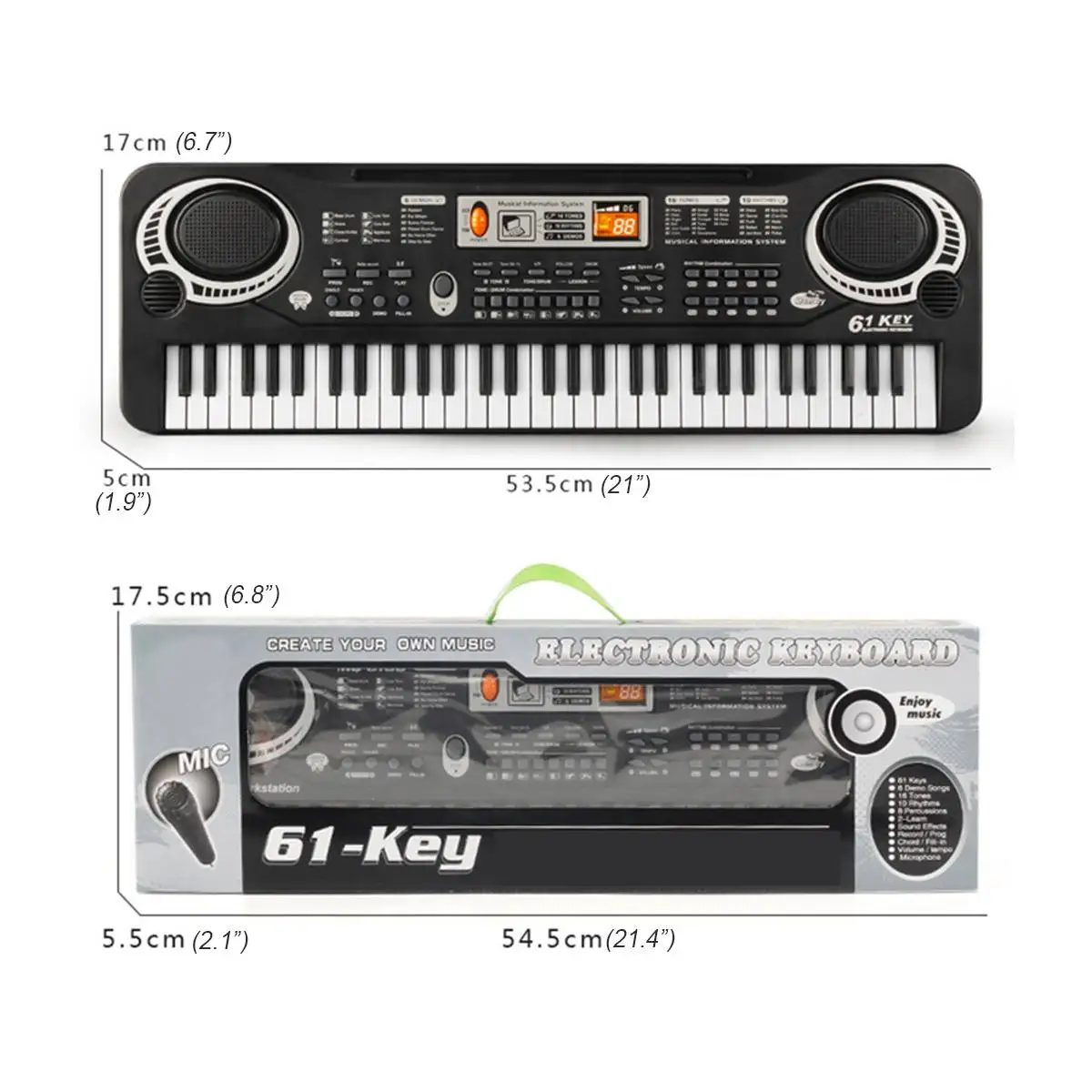 61 Ключ USB/US/EU вилка Цифровая музыка фортепиано с электронной клавиатурой с микрофоном пластиковый черный Ранний Образовательный инструмент подарок для детей