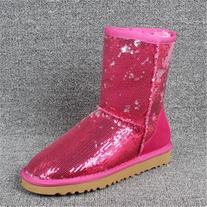 Женские кожаные ботинки с мехом Зимние ботильоны в австралийском стиле для