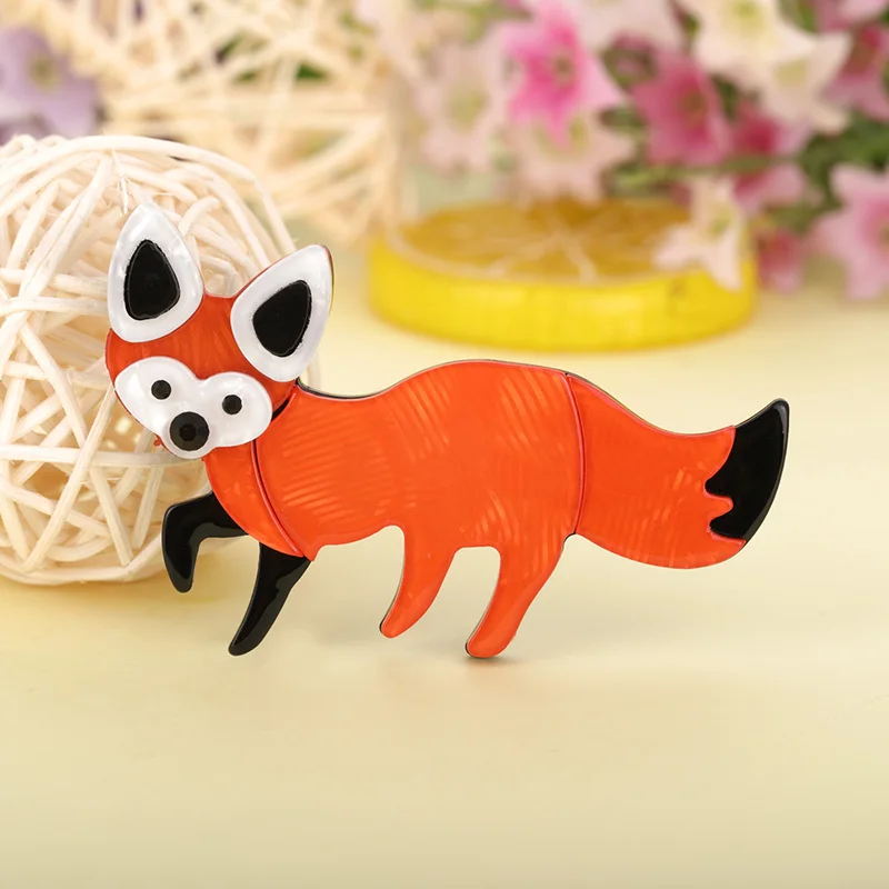Маленькая акриловая брошь Funmor Kawaii в форме лисы оранжевые булавки животного для