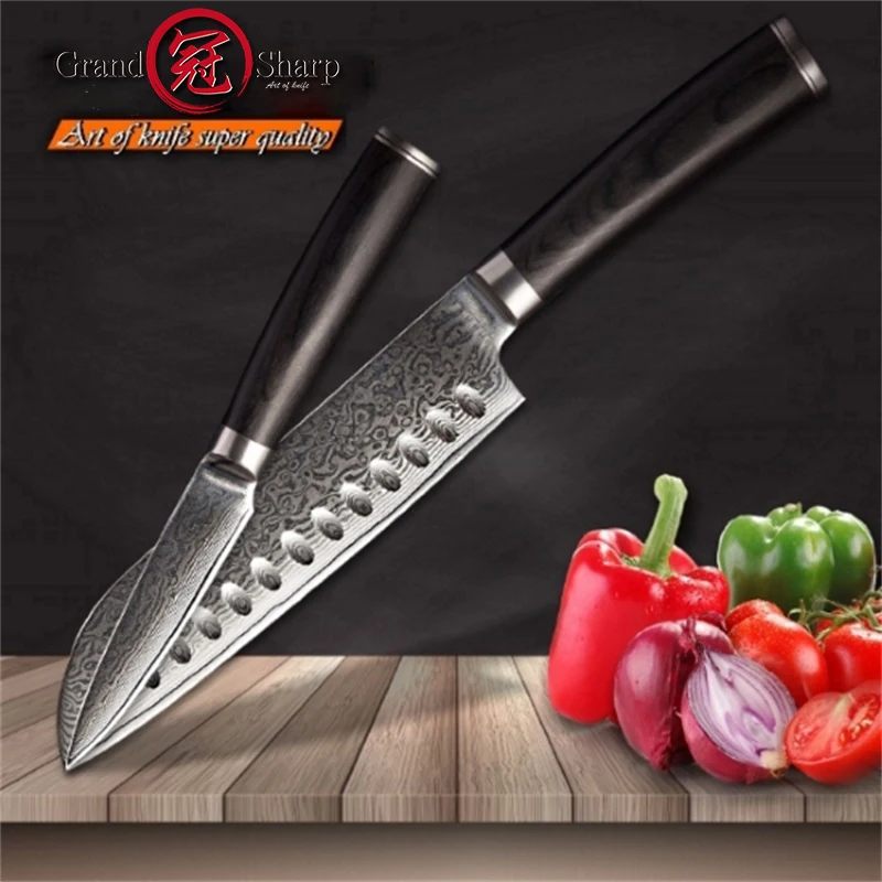 GRANDSHARP набор кухонных ножей из 2 предметов Santoku Набор шеф-повара vg10 японские
