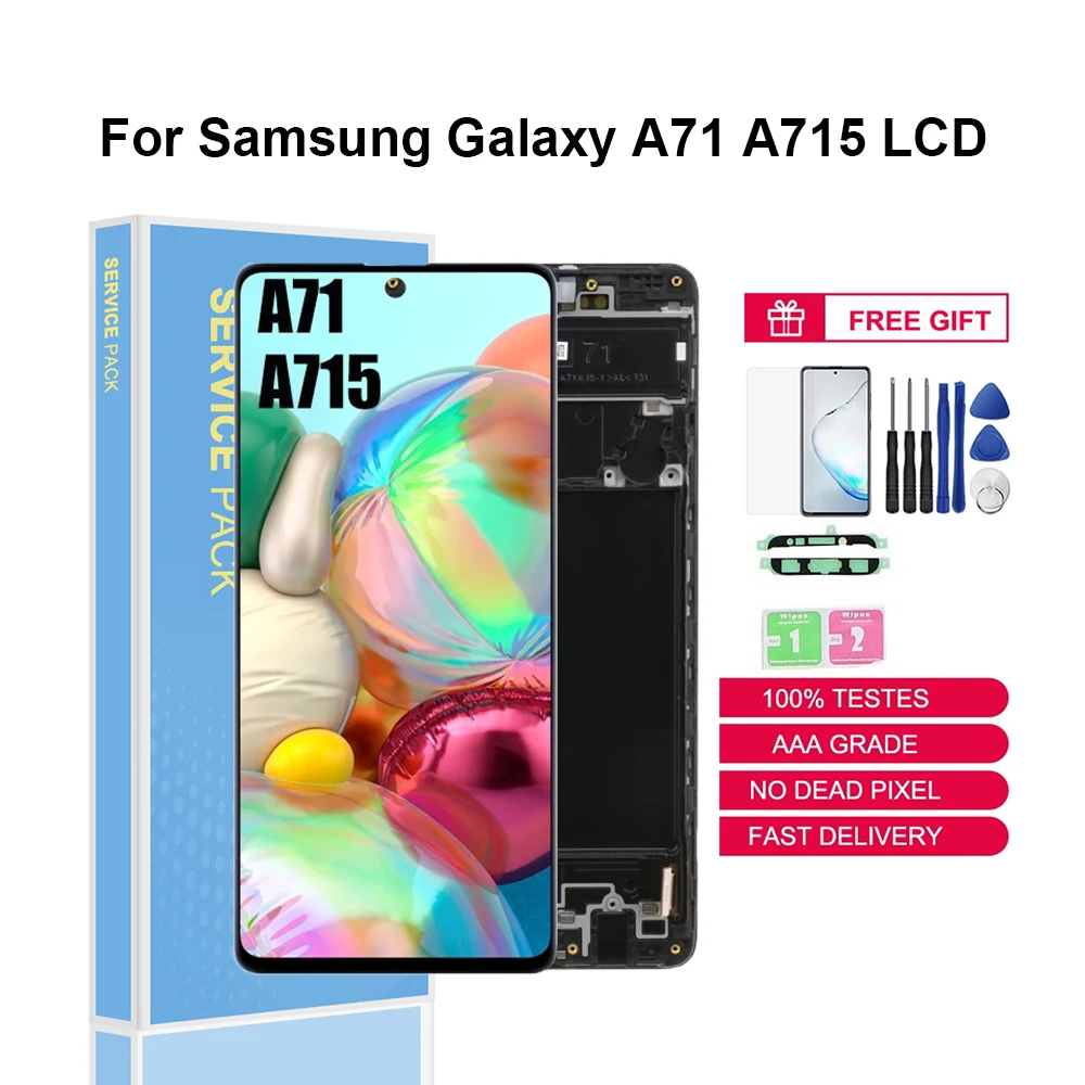 

6.7" Super AMOLED LCDs For Samsung Galaxy A71 LCD A715 A715F A715F/DS A715FD Touch Screen Digitizer Assembly Replacement Parts