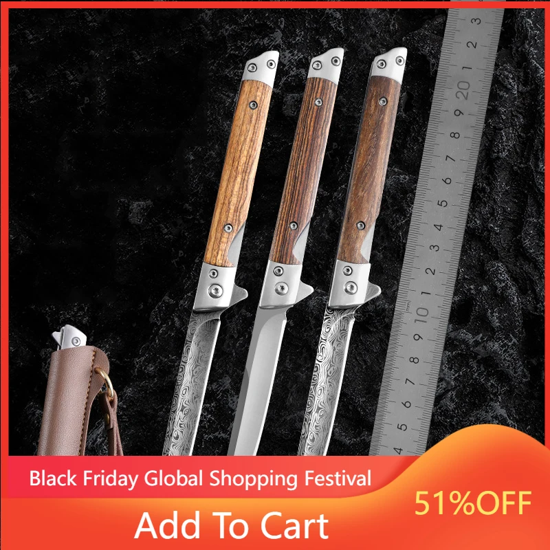 Складной нож с Дамасским узором карманный для повседневного использования