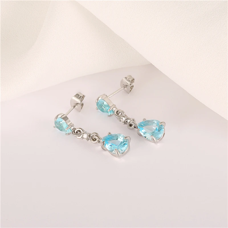 Женские хрустальные серьги-капли Canner длинные синие серьги с большим камнем