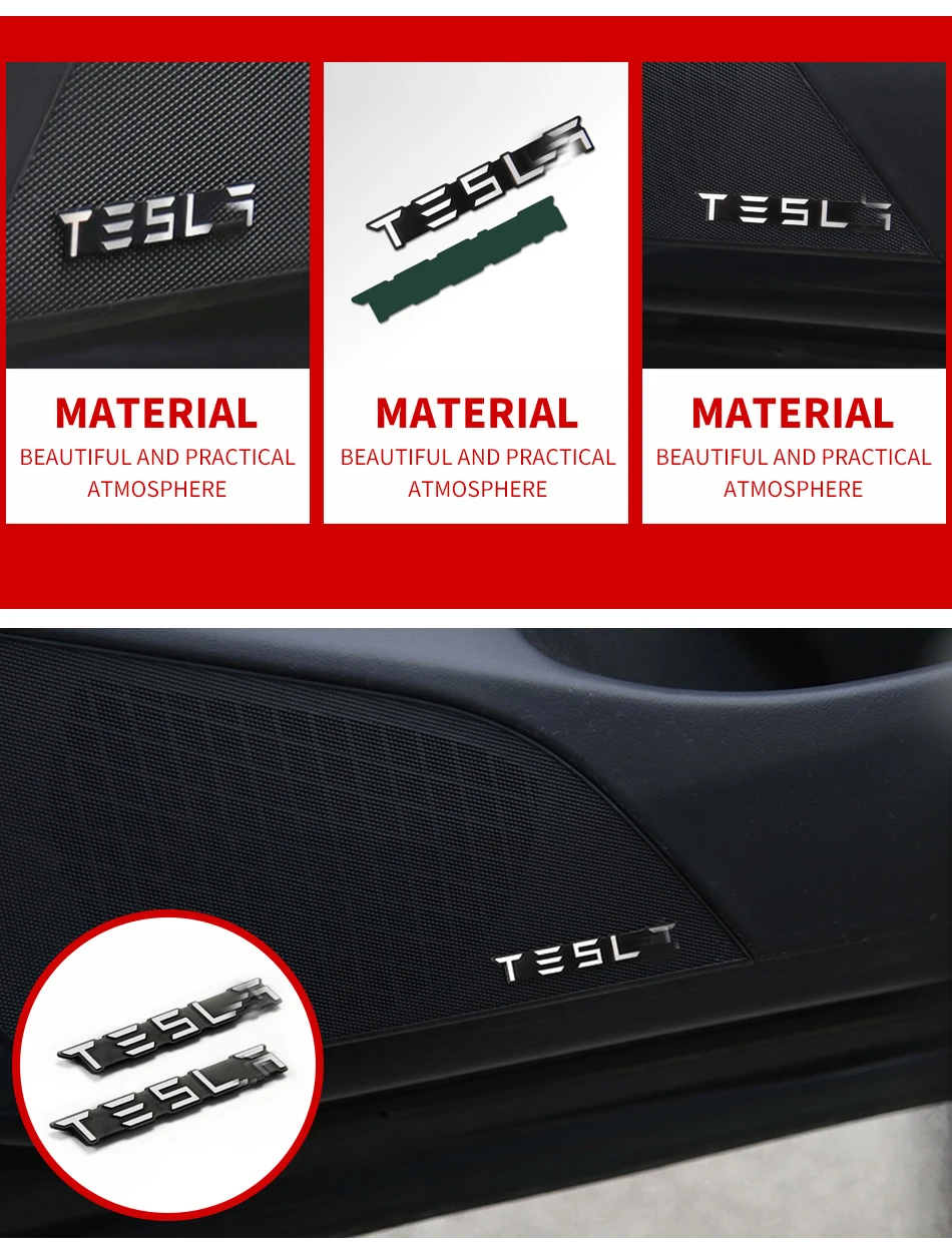 Модификация для Tesla модель 3 4 шт. алюминиевый сплав аудио декоративные наклейки модифицированные аксессуары украшения