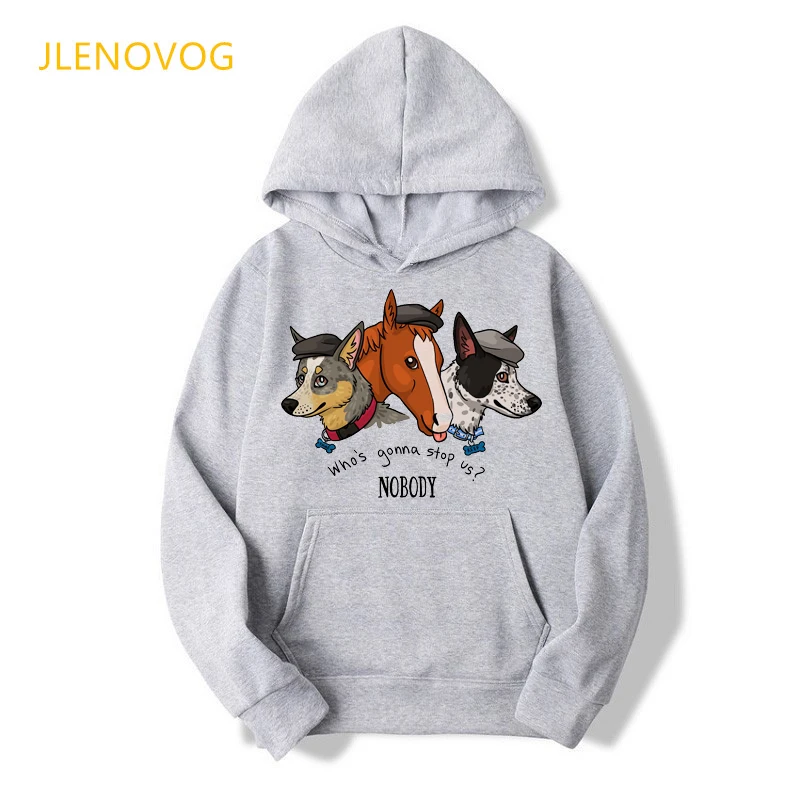 

Cool Dogs Horse Animal Print Hoodies Women Who'S Gonna Stop Us Nobody Sweatshirt Femme Spring Winter Autumn Tumblr Clothes