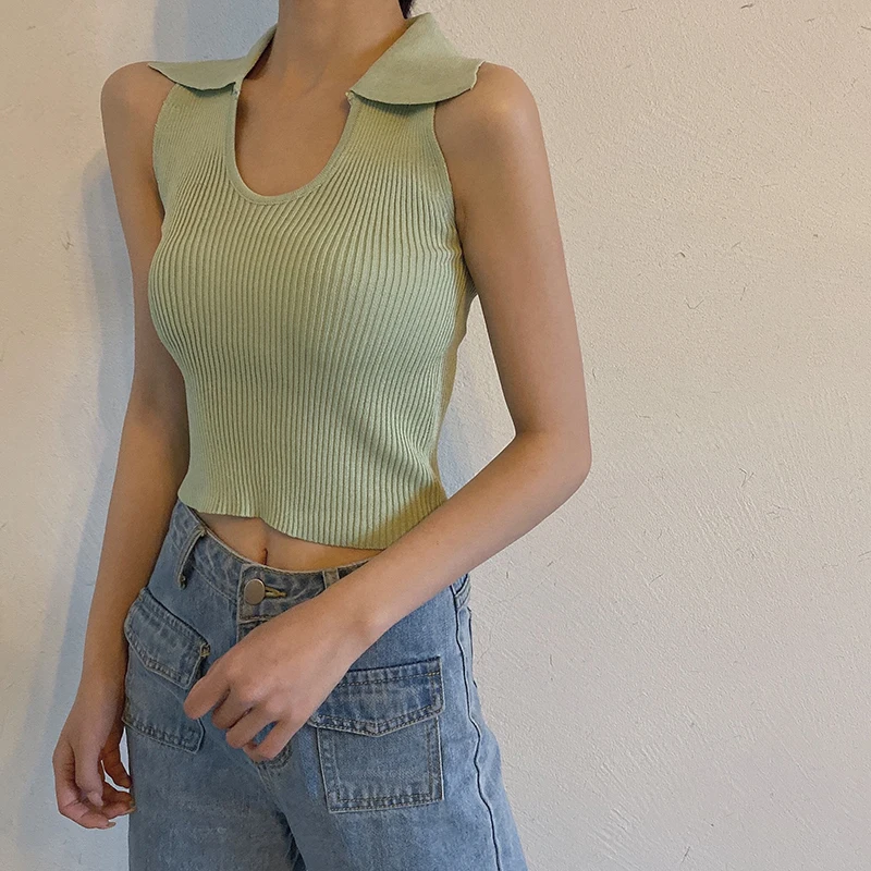 Yedinas 2021 летняя майка-поло с воротником Женская Модная трикотажная облегающая