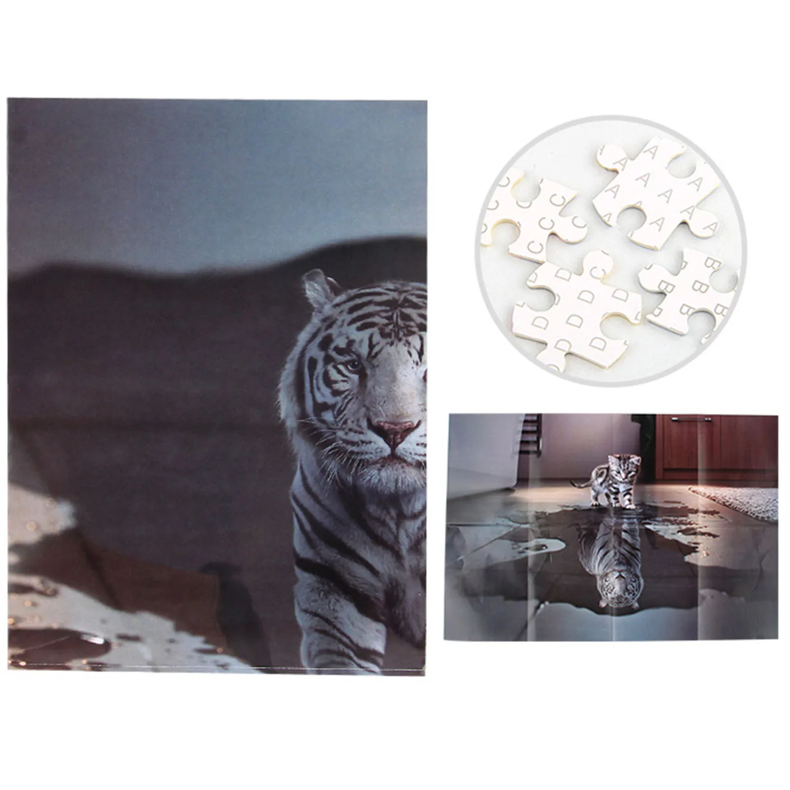 Пазл 1000 шт. белый тигр в сердце котенок головоломки Пазлы головоломки|Пазлы| |
