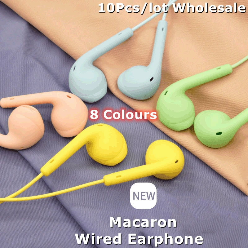 

Наушники-вкладыши Macaron с микрофоном, проводные, 3,5 мм, 10 шт./лот, универсальные, для iPhone, Android
