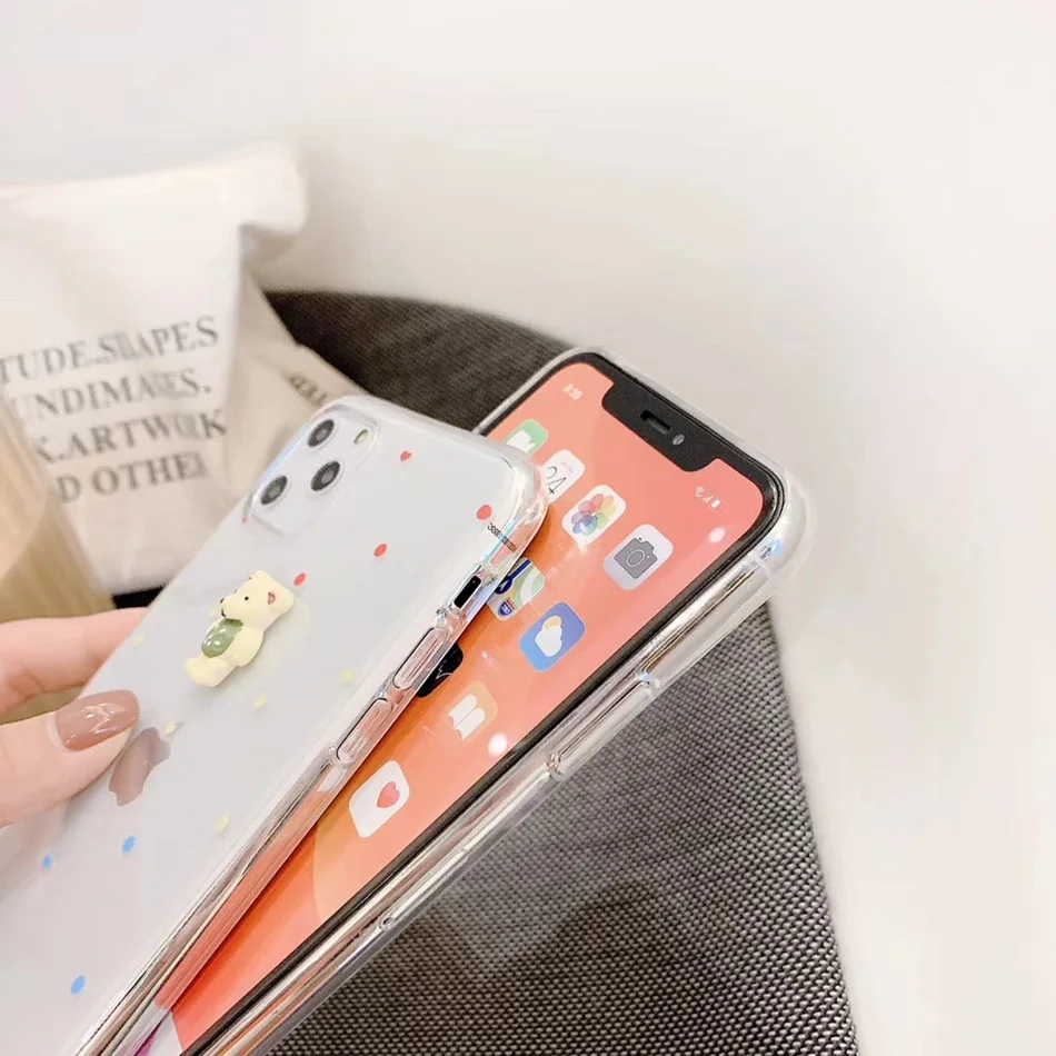 Защитный чехол для iPhone 11 Pro Max милый прозрачный силиконовый в горошек с милым