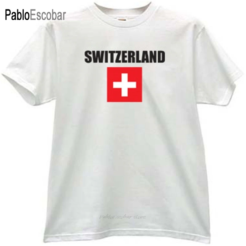 Модная мужская футболка хлопковая Футболка с флагом Швейцарии белая брендовая