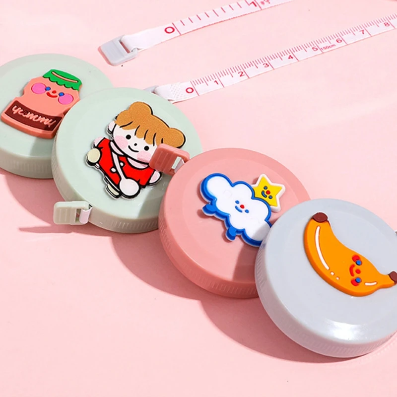 

Mini Small Cartoon Tape Measure Portable 1.5m Clothing Ruler Soft Ruler Telescopic Ruler Key Ring Tape Measure