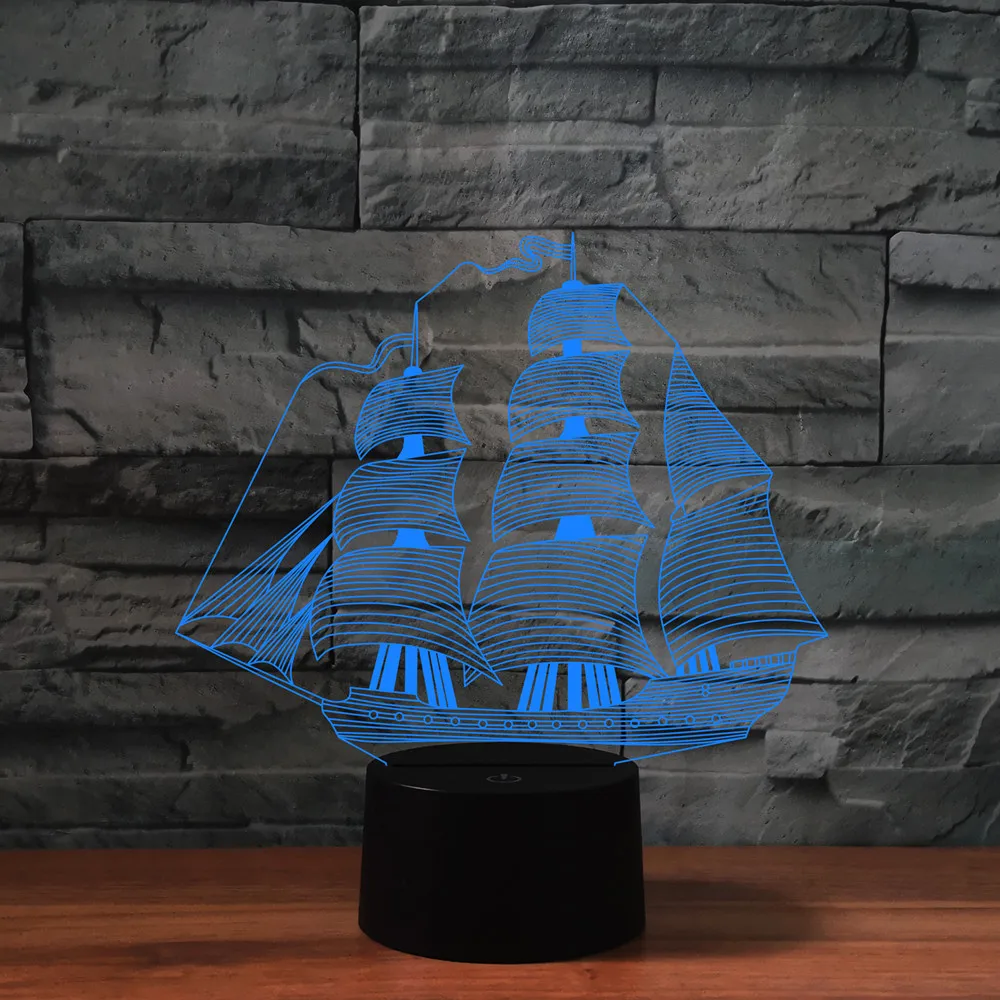 Светодиодный ночсветильник Acylic 3D с питанием от USB меняющаяся в 7 цветах