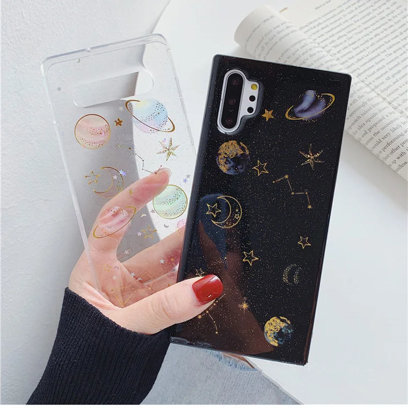 Блестящий Прозрачный чехол со звездами и планетами для Samsung Galaxy A52 A72 A32 5G S22 S21 S20 FE