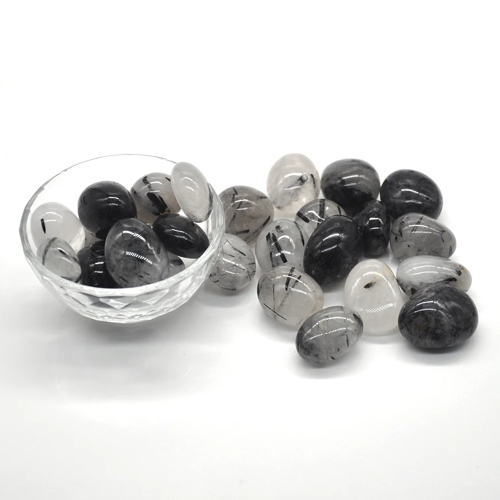 Natural Round Black Quartz Rutilated Crystal Tumbled Bulk Healing Mineral Specime Gemstones Gem Raw Aquarium Decoration Gift | Дом и сад