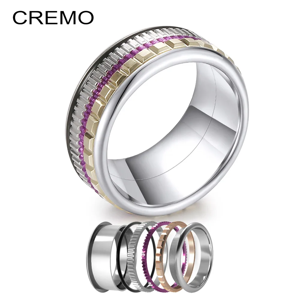 

Вращающиеся кольца-Спиннеры Cremo, женское комбинированное кольцо из нержавеющей стали, различные взаимозаменяемые обручальные кольца